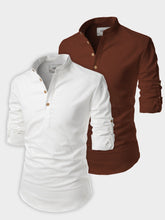 Mens Casual Slim Fit Full Sleeve Cotton Kurta (Pack 2)